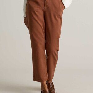 Quince Organic Stretch Cotton Twill Straight Leg Cropped Pants Rust Sz 27